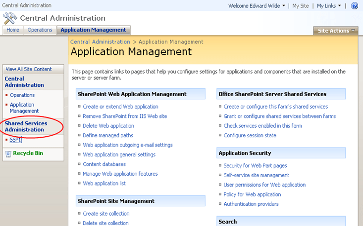 sharepoint central administration